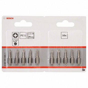 Бита Pozidriv Bosch Extra Hard 1/4" PZ1 10шт (2607001555)