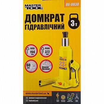 Домкрат гидравлический бутылочный MASTERTOOL 3 т (86-0030)