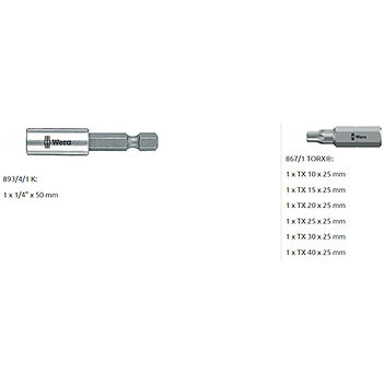 Набор бит WERA Bit-Check 7 TX Universal 1 1/4" 7 шт. (05056294001)