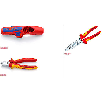Набір шарнірно-губцевих інструментів діелектричних KNIPEX 3 шт. 1000V (00 31 30 BK V01)