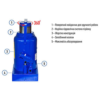 Домкрат гидравлический бутылочный VITOL 30 т (DB-30001)