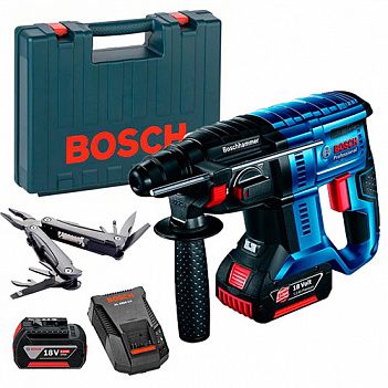 Перфоратор аккумуляторный Bosch GBH 180 Li + мультитул Swiss Peak в подарок  (0615990L01)