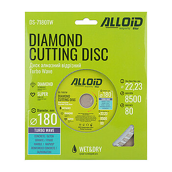Диск алмазний турбо Alloid Turbo Wave 180х22,23мм 1шт (DS-7180TW)