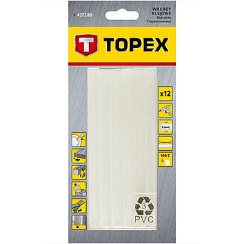Клейові стрижні TOPEX 8х100 мм 12 шт прозорі (42E180)