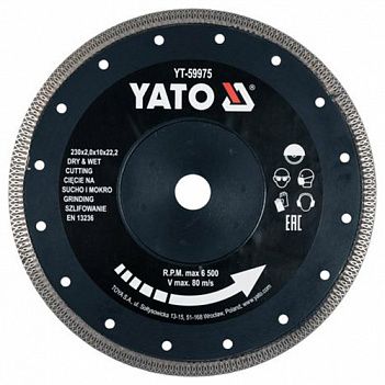 Диск алмазний турбо Yato 230x22,2x2,0 мм (YT-59975)