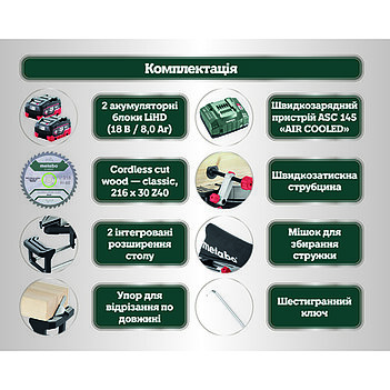 Пила торцовочная аккумуляторная Metabo KGS 18 LTX BL 216 (614216810)