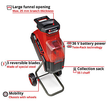 Измельчитель садовый Einhell REDAXXO 36/25 (3430710) - без аккумулятора и зарядного устройства