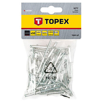 Заклепки алюминиевые TOPEX 4,8х18,0 мм 50 шт. (43E505)