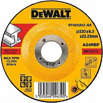 Круг зачисний по металу DeWalt 230 х 6,3 х 22,23 мм (DT42620Z)