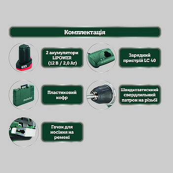 Аккумуляторная дрель-шуруповерт Metabo POWERMAXX BS BASIC (600080500)