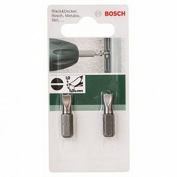 Бита Slotted Bosch 1/4" SL5,5 2шт (2609255910)