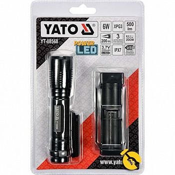Фонарь аккумуляторный водонепроницаемый Yato 3,7В (YT-08568)