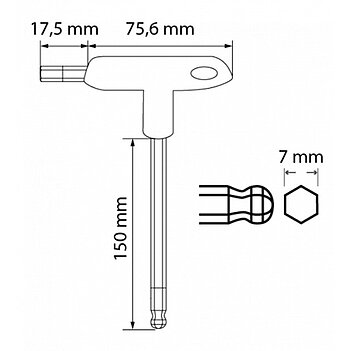 Ключ шестигранный Г-образный с шаром длинный Hoegert S2 7,0 мм (HT1W857)