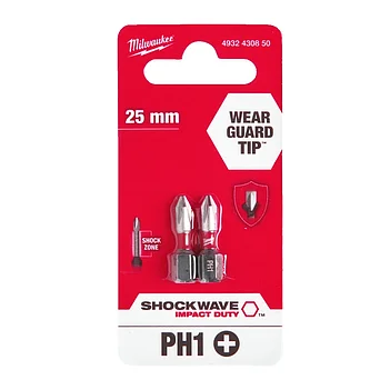 Біта ударна Phillips Milwaukee Shockwave Impact Duty 1/4" PH1 2 шт. (4932430850)
