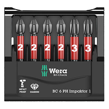 Набір біт ударних WERA Bit-Check 6 PH Impaktor 1 1/4" 6 шт. (05057691001)