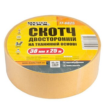 Скотч двухсторонний MASTERTOOL 38 мм х 25 м 1 шт. (77-6825)