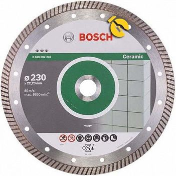 Диск алмазный турбо Bosch Best for Ceramic Extraclean Turbo 230х22,23 мм (2608602240)