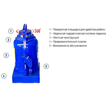 Домкрат гидравлический бутылочный VITOL 50 т (DB-5000)