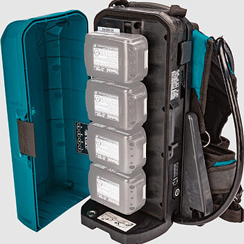 Газонокосарка акумуляторна Makita + акумулятори 4шт + зарядний пристрій + кейс + рюкзак + футболка XL (SET-LM001CZ-XL-0424)