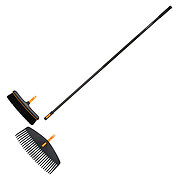 Грабли веерные для листьев Fiskars OneClick + метла + ручка L (1080715)