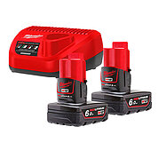Акумулятор Li-Ion Milwaukee M12 NRG-602 12,0В 2 шт. + зарядний пристрій (4933451903)