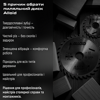 Диск пиляльний по дереву Alloid 230х30,0/25,40/22,20 мм (WS-23060)