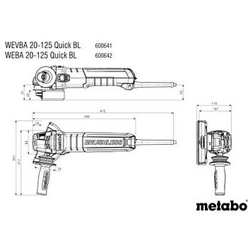 Угловая шлифмашина Metabo WEBA 20-125 Quick BL (600642000)