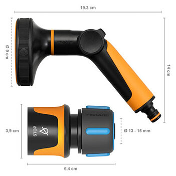 Пистолет для полива Fiskars + коннектор с автостопом (1065492)