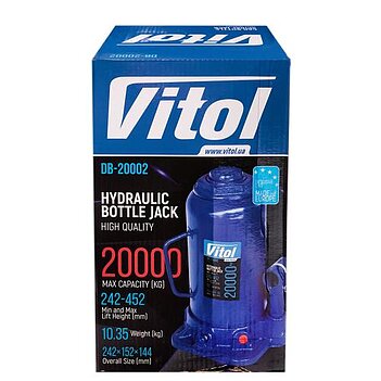 Домкрат гидравлический бутылочный VITOL 20 т (DB-20002)