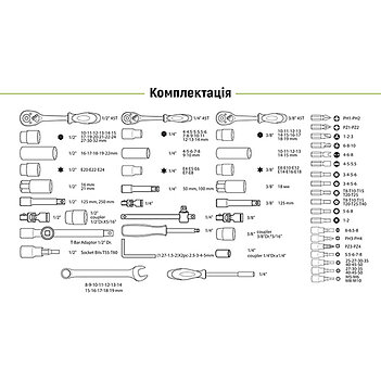 Набор инструмента Alloid 1/4", 3/8", 1/2" 218 ед. 6РТ (НГ-4218П)