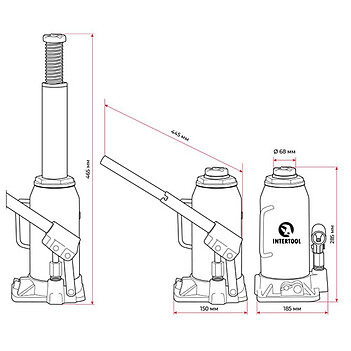 Домкрат гидравлический бутылочный INTERTOOL 50 т (GT0030)