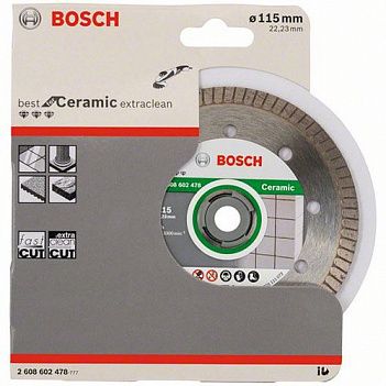 Диск алмазный турбо Bosch Best for Ceramic Extra-Clean Turbo 115x22,23x1,4мм (2608602478)