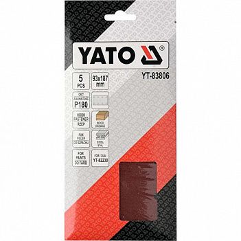 Шлифовальная бумага Yato 93х187мм Р180 5шт (YT-83806)