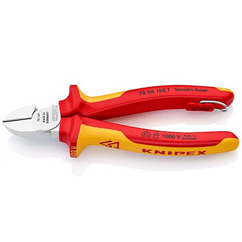 Бокорезы диэлектрические KNIPEX 160 мм прецизионные с креплением для страховки от падения 1000V (70 06 160 T)