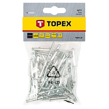 Заклепки алюмінієві TOPEX 4,0х8,0 мм 50 шт. (43E401)