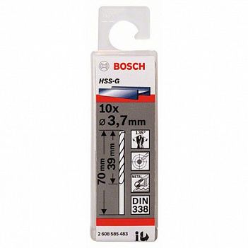 Сверло по металлу Bosch HSS-G 3,7x70мм 10шт (2608585483)