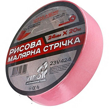 Стрічка малярна рисова VIROK 24 мм х 20 м рожева (23V424) Стрічка малярна рисова VIROK 24 мм х 20 м рожева (23V424)