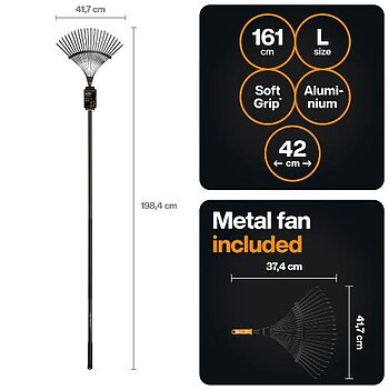 Граблі віялові для листя Fiskars OneClick + ручка L (1080714)