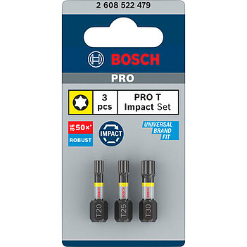 Набор бит ударных Bosch PRO T Impact Bit 1/4" 3 шт. (2608522479)