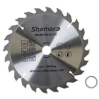 Диск пиляльний по дереву Sturmax 190х20/16 мм (9022M-190-20-24T)
