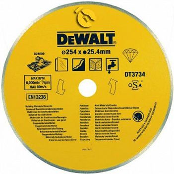 Диск алмазний суцільний DeWalt 250х25,4х1,6 мм (DT3734)