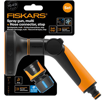 Пистолет для полива Fiskars + коннектор с автостопом (1065492)