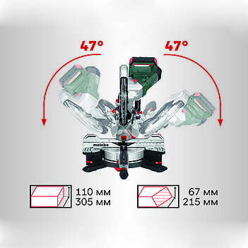 Пила торцовочная аккумуляторная Metabo KGS KGS 18 LTX BL 305 (614305850) - без аккумулятора и зарядного устройства