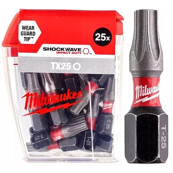 Біта ударна Torx Milwaukee Shockwave Impact Duty 1/4" TX25 25 шт. (4932430880)