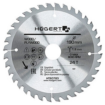 Диск пиляльний по дереву Hoegert Mn65 190х1,6х30 мм (HT6D783)