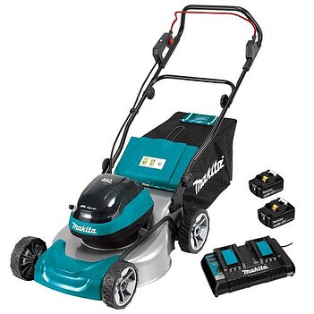Газонокосарка акумуляторна Makita + акумулятор 2 шт. + зарядний пристрій 1 шт. (SET-DLM466Z-0226)