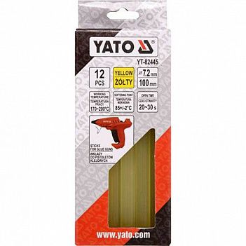 Клейові стрижні Yato 7,2 x 100мм, жовті 12шт (YT-82445)