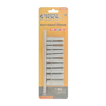 Набор головок 6-гранных удлиненных MASTERTOOL 1/4" 10ед. (78-1411)