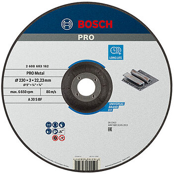 Круг отрезной по металлу Bosch PRO Metal 230x3,0x22,23 мм (2608600226)