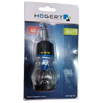 Отвертка реверсивная с набором бит Hoegert S2 8 шт. (HT1S214)